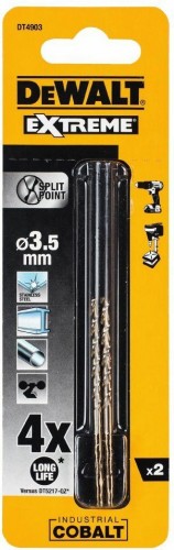 Сверло по металлу DeWALT 3,5 x 39 / 70 мм HSS-CO Extreme кобальтовое DT4903-QZ (2шт) DT4903-QZ - изображение 2