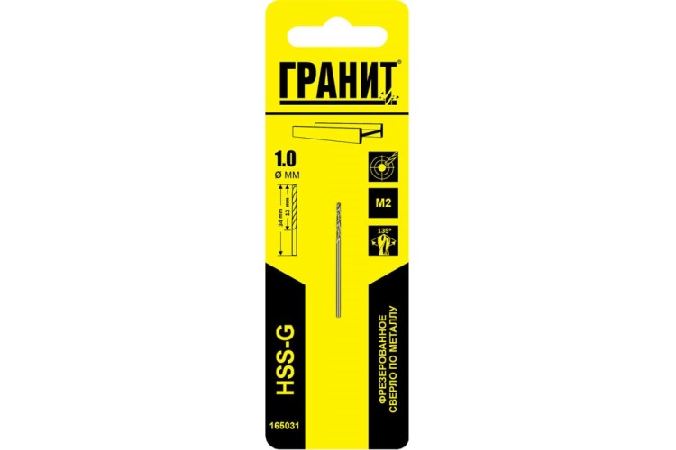 Сверло по металлу ГРАНИТ HSS-G 1,0х34/12 165031