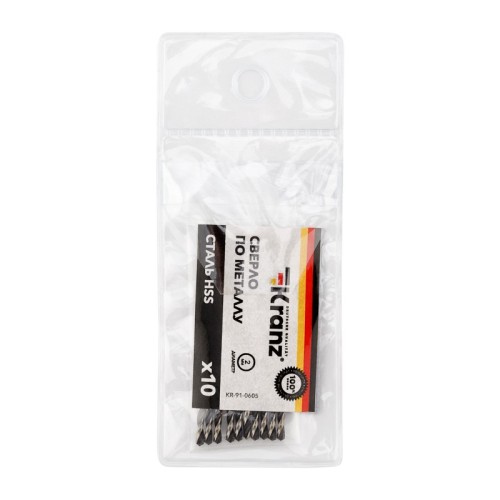 Сверло по металлу Kranz 2,0х49х24 мм 10 шт. KR-91-0605 - изображение 3