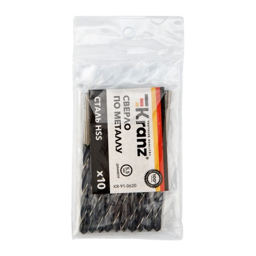 Сверло по металлу Kranz 5,5х93х57 мм 10 шт. KR-91-0620 - изображение 3
