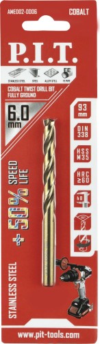 Сверло по металлу P.I.T. AMED02-0006 с кобальтовым покрытием 6,0x93мм - изображение 3