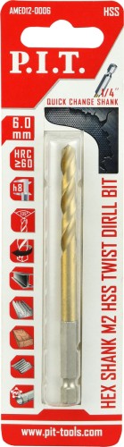 Сверло по металлу P.I.T. AMED12-0006 с шестигранным хвостовиком 6,0x113мм - изображение 2