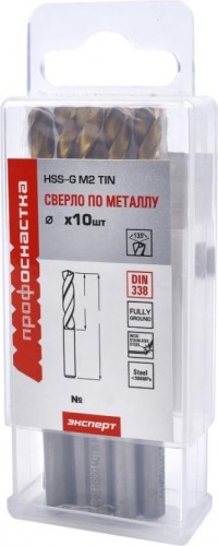 Сверло по металлу Профоснастка №394 Эксперт D 6,7 мм HSS M2 TIN (6542)/135° din 338 (уп10шт) 30202074 - изображение 2