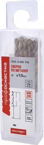 Сверло по металлу Профоснастка №376 Эксперт D 4,9 мм HSS M2 TIN (6542)/135° din 338 (уп10шт) 30202056 - изображение 2