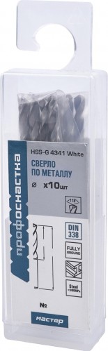 Сверло по металлу Профоснастка №48 Мастер D 4 мм HSS 4341/118° DIN 338 (бокс 10 шт.) 30101048 - изображение 2