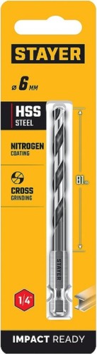 Сверло по металлу STAYER НЕХ-1/4", d 6.0х116 мм 29603-6 - изображение 3