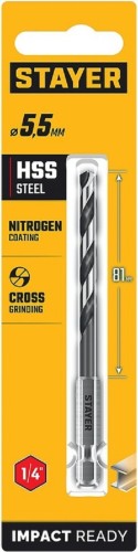 Сверло по металлу STAYER НЕХ-1/4", d 5.5х116 мм 29603-5.5 - изображение 3