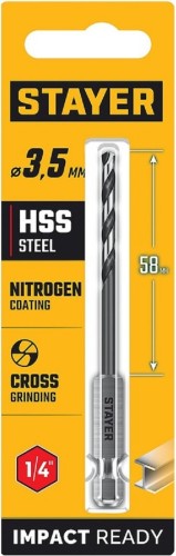 Сверло по металлу STAYER НЕХ-1/4", d 3.5х93 мм 29603-3.5 - изображение 3
