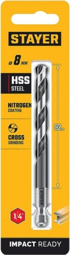 Сверло по металлу STAYER НЕХ-1/4", d 8.0х117 мм 29603-8 - изображение 3