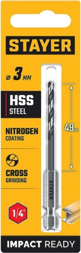 Сверло по металлу STAYER НЕХ-1/4", d 3.0х84 мм 29603-3 - изображение 3