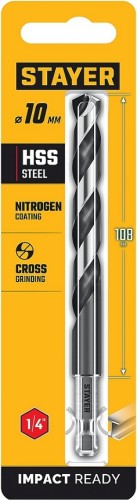 Сверло по металлу STAYER НЕХ-1/4", d 10.0х133 мм 29603-10 - изображение 2