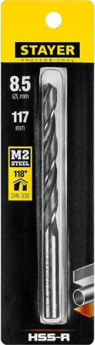 Сверло по металлу STAYER PROFI 8.5х117мм, hss-r, быстрорежущая сталь м2(s6-5-2) 29602-8.5 - изображение 2