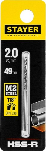 Сверло по металлу STAYER PROFI 2.0х49мм, hss-r, быстрорежущая сталь м2(s6-5-2) 29602-2 - изображение 2