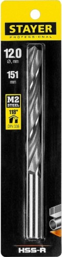 Сверло по металлу STAYER PROFI 12.0х151мм, hss-r, быстрорежущая сталь м2(s6-5-2) 29602-12 - изображение 2