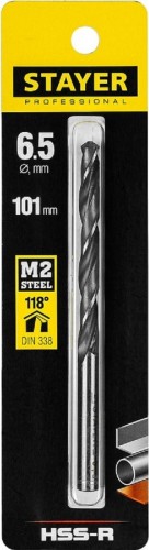 Сверло по металлу STAYER PROFI 6.5х101мм, hss-r, быстрорежущая сталь м2(s6-5-2) 29602-6.5 - изображение 2