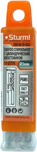 Сверло по металлу Sturm 1055-04-3S-SS10 3,0х61мм, 10 шт. - изображение 4
