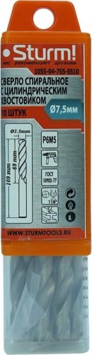 Сверло по металлу Sturm 1055-04-7S5-SS10 7,5х109 мм, 10 шт. - изображение 2