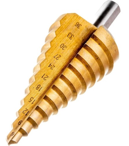 Сверло по металлу Sturm 1055-S636 ступенчатое 6-36мм, шаг 3мм, HSS+TIN прямое