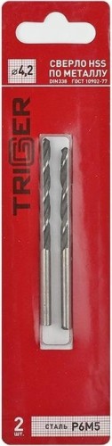 Сверло по металлу TRIGGER 73242 4,2мм р6м5 (2шт.) тов-122238