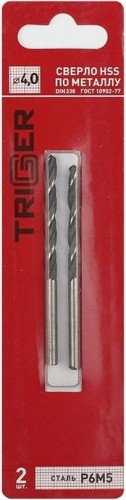 Сверло по металлу TRIGGER 73240 4мм р6м5 (2шт.) тов-122237
