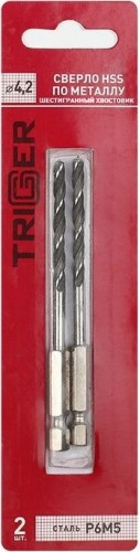 Сверло по металлу TRIGGER 73442 с шестигр. хвостовиком р6м5 4,2мм (2шт.) тов-147794