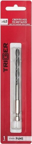 Сверло по металлу TRIGGER 73460 с шестигр. хвостовиком р6м5 6мм тов-147796