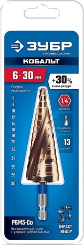 Сверло по металлу ЗУБР КОБАЛЬТ 6-30мм ступенчатое 29674-6-30-13 - изображение 2