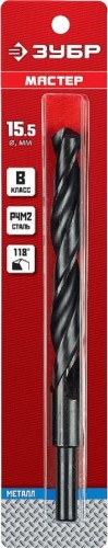 Сверло по металлу ЗУБР МАСТЕР 15.5х178мм, проточенный хвостовик, сталь р4м2, кла 29605-15.5 - изображение 2