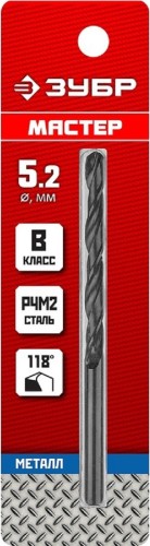 Сверло по металлу ЗУБР МАСТЕР 5.2х86мм, сталь р4м2, класс в 29605-5.2 - изображение 2