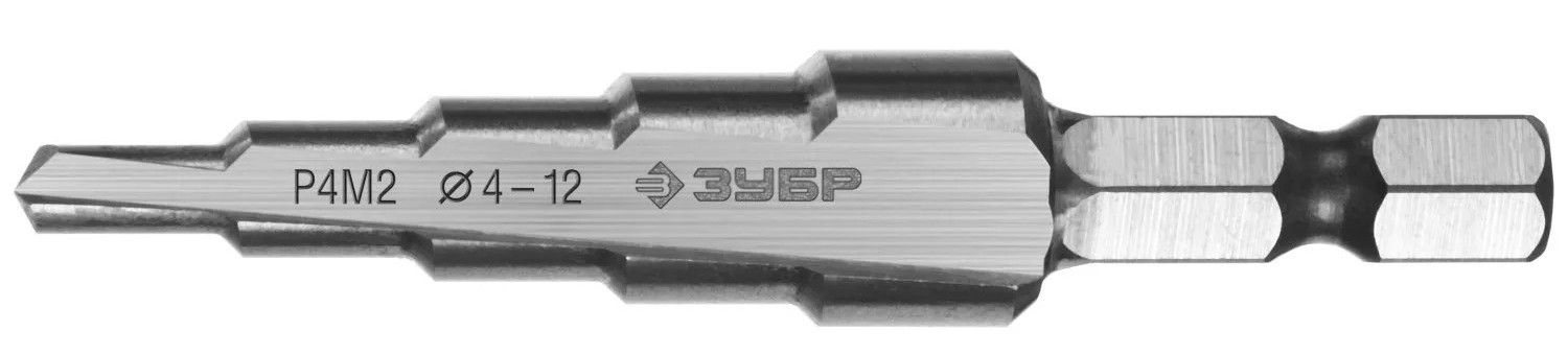 Сверло по металлу ЗУБР МАСТЕР 4-12мм, 5 ступеней, ступенчатое, сталь р4м2 29665-4-12-5