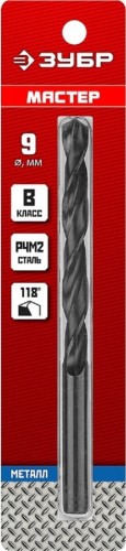 Сверло по металлу ЗУБР МАСТЕР 9.0х125мм, сталь р4м2, класс в 29605-9 - изображение 2