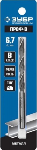 Сверло по металлу ЗУБР ПРОФЕССИОНАЛ 6.7х101мм, сталь р6м5, класс в 29621-6.7 - изображение 3