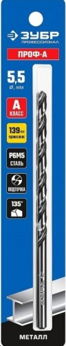 Сверло по металлу ЗУБР ПРОФЕССИОНАЛ 5,5х139мм, удлиненное сталь р6м5, класс а 29624-5.5 - изображение 3