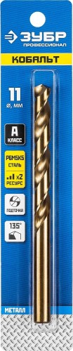 Сверло по металлу ЗУБР ПРОФЕССИОНАЛ кобальт 11.0х142мм, сталь р6м5, класс а 29626-11 - изображение 3