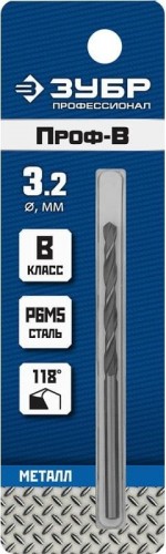 Сверло по металлу ЗУБР ПРОФЕССИОНАЛ 3.2х65мм, сталь р6м5, класс в 29621-3.2 - изображение 3