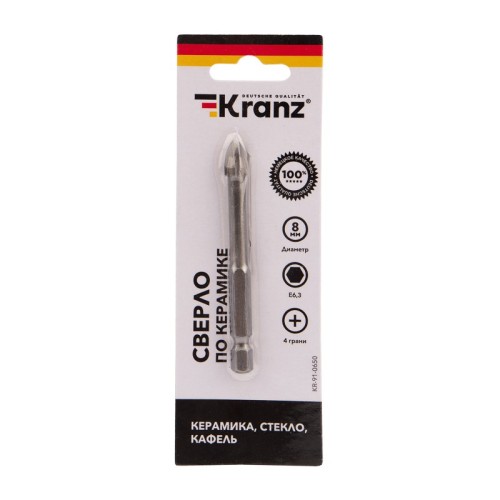Сверло по стеклу и керамике Kranz KR-91-0650 8 мм, 4 грани - изображение 3