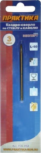 Сверло по стеклу и керамике ПРАКТИКА "Эксперт" Квадро 3х60 мм 036-452