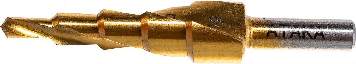 Сверло ступенчатое по металлу АТАКА 4-12мм*5ступ. Профи ступ. титан 8089940