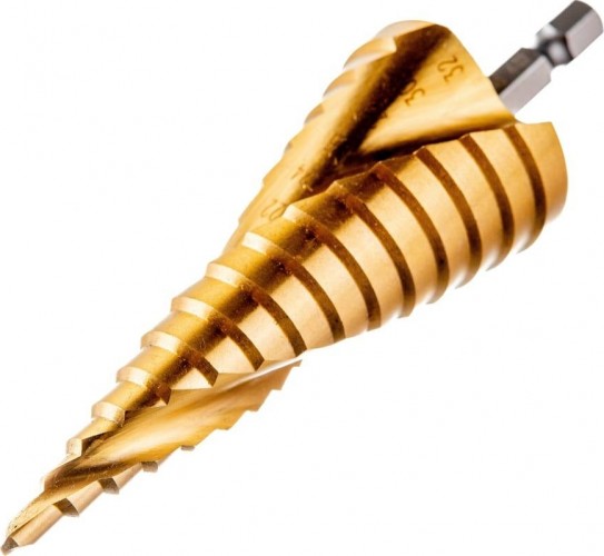 Сверло ступенчатое по металлу REXANT ТИТАН Р6М5 ступенчатое 4-32 мм 12-6613