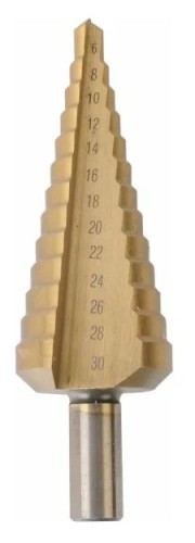 Сверло ступенчатое по металлу Sturm 1055-S630 6-30мм шаг 2мм hss+tin прямое