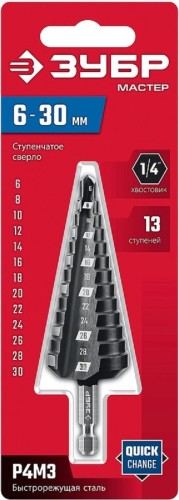 Сверло ступенчатое по металлу ЗУБР 29665-6-30-13_z01 13 ступеней - изображение 2