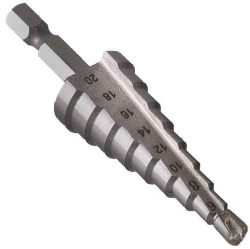 Сверло ступенчатое по металлу ВИХРЬ 4-6-8-10-12-14-16-18-20мм, P6M5 ступенчатое шестигранный хвостовик 73/10/6/17 - изображение 2