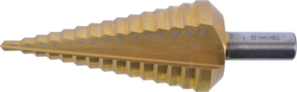 Сверло ступенчатое по металлу MAKITA D-40135 ступенчатое hss-tin с прямым желобком, 4-32, 6 мм