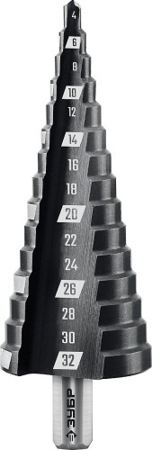 Сверло ступенчатое по металлу ЗУБР 29665-4-32-15_z01 15 ступеней