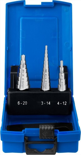 Сверло ступенчатое по металлу ЗУБР ПРОФЕССИОНАЛ 3 шт., 3-20мм, набор ступенчатых сталь р6м5 29670-3-20-H3_z01 - изображение 5