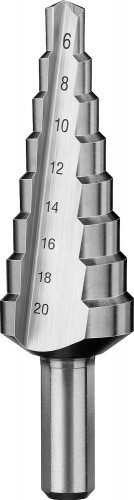 Сверло ступенчатое по металлу ЗУБР ПРОФЕССИОНАЛ 6-20мм, 8 ступеней, ступенчатое, сталь р6м5 29670-6-20-8_z01 - изображение 2