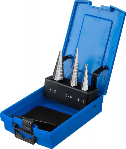 Сверло ступенчатое по металлу ЗУБР ПРОФЕССИОНАЛ 3 шт., 3-20мм, набор ступенчатых сталь р6м5 29670-3-20-H3_z01