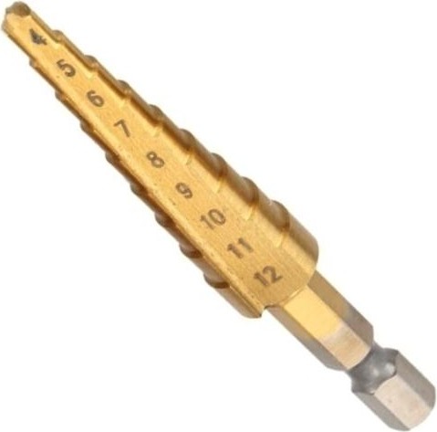 Сверло ступенчатое по металлу MAKITA 4-12 мм 1/4" HSS-TiN D-40113 D-40113