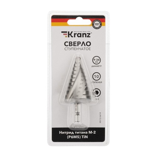 Сверло ступенчатое по металлу Kranz ТИТАН 9,0-36,0 мм, 110мм KR-12-6614 - изображение 4