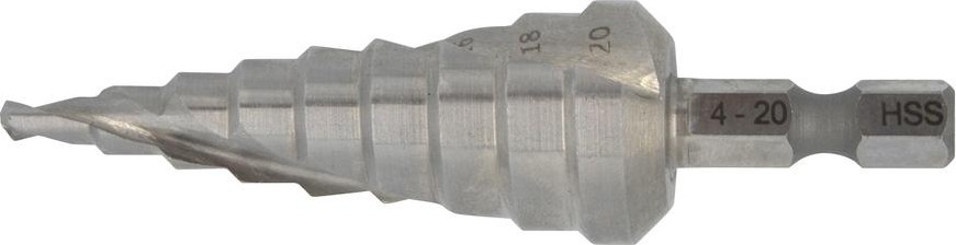 Сверло ступенчатое по металлу MAKITA D-40157 ступенчатое hss с спиральным желобком, 4-20, 1/4"